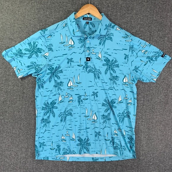 Bad Birdie Other - Bad Birdie Polo Men Extra Large Blue Geometric Golf Boat Island Beach